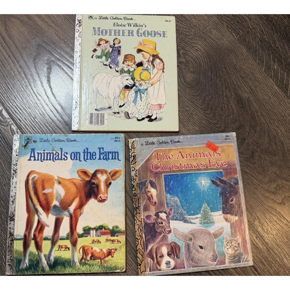 Lot Of 3, The Animals' Christmas Eve, Mother Goose- Vintage Little Golden Books